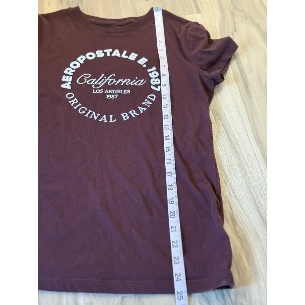 Aeropostale Women's M Burgundy California Los Angeles 1987 Graphic Tee